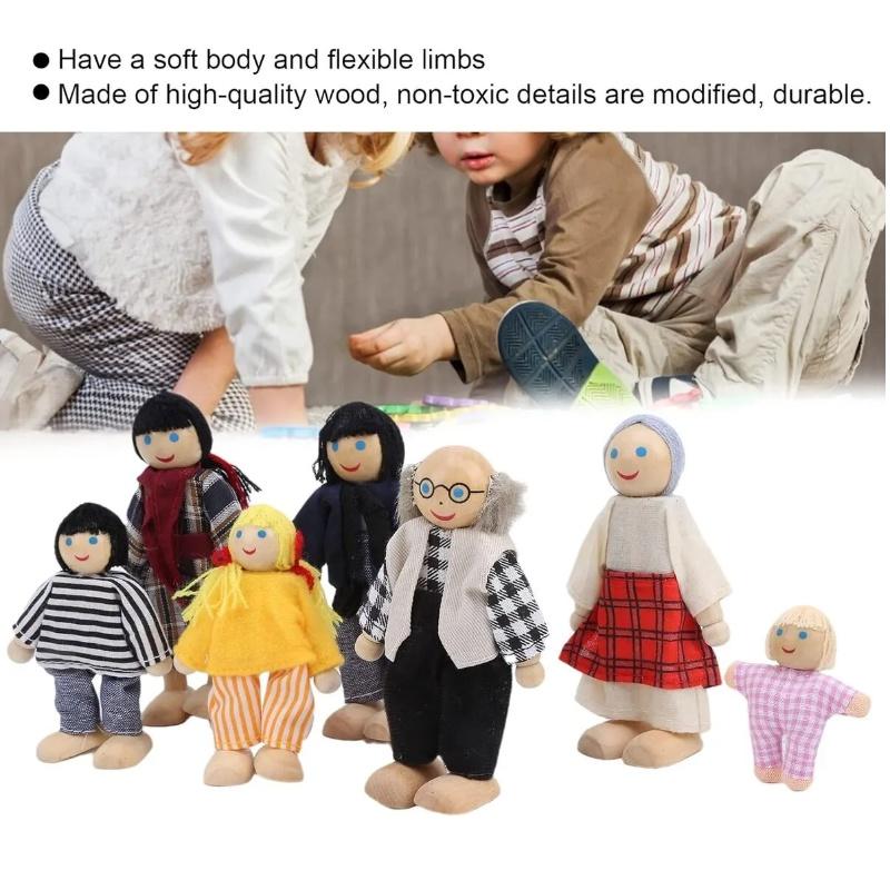 Handgefertigte Holz-Familienpuppen Gelenkig Und Lebensecht Ideal Zum Ausstellen Oder Spielen