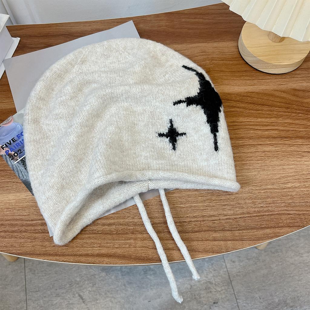 Autumn and Winter Do Not Choose Head Circumference Enlarged Drawstring Hat Women's Cloud Warm Knitted Hat Men's Pile Hat Cold Hat Casual Hat