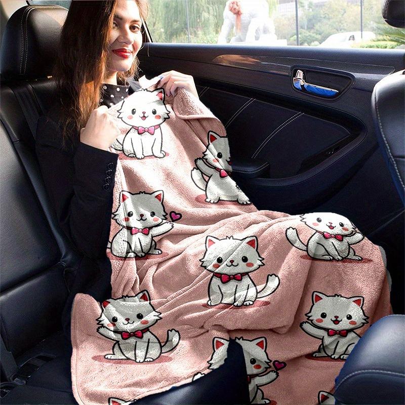 1PC Cute Cartoon Cat Throw Blanket - Seasonal Home Decor, Soft Warm Blanket for Bed or Couch, for Decorating Your Own Sofa and Living Room,