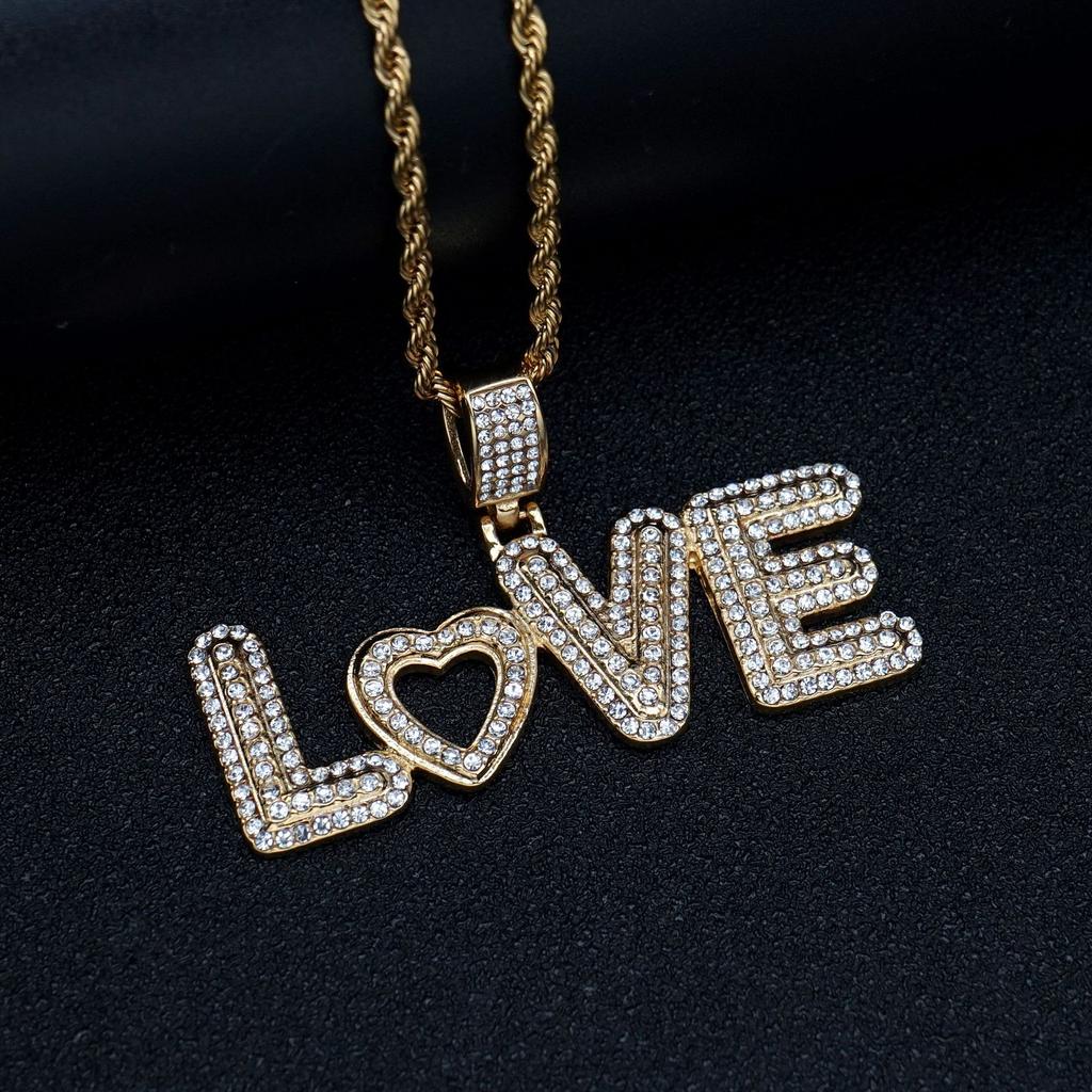 Pendant New Hip Hop English Love Letter Trendy Men and Women Couple Necklace