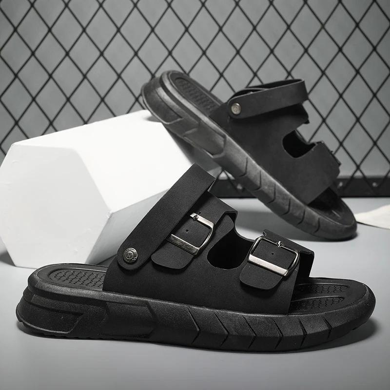 Fashion Men Summer Slippers Breathable Luxury Sandals Shoes Beach Classics Leather Mens Slippers Outdoor Flip Flop Indoor Slides Man