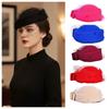 Mesh Pillbox Hat British Style Topper Hat Elegant Wool Bow Hat with Veil  Autumn Winter