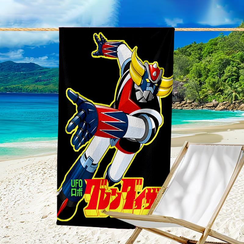 1pc UFO Robot Grendizer2 Beach Towel, Beach and Seaside Swimming Pool Equipment, Fashion Pattern, Rectangular, Travel Essentials