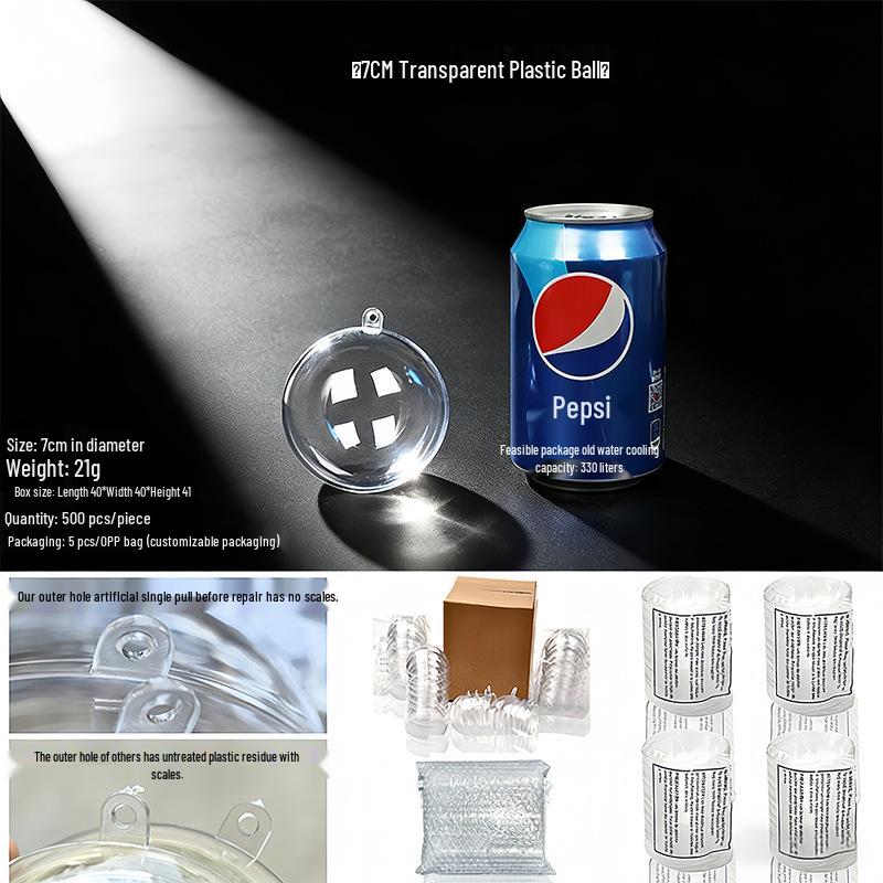 Clear Acrylic Christmas Hanging Decoration: Transparent, Round, Hollow Ball