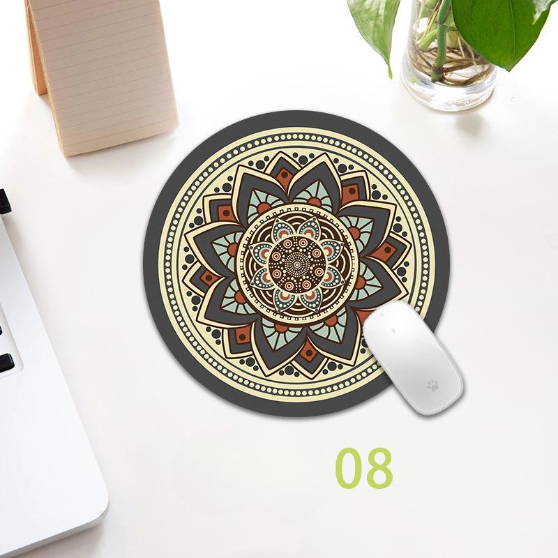 Vintage Bohemian Round Mouse Pad Computer 3D Game Anti Slip Mousepad Mat