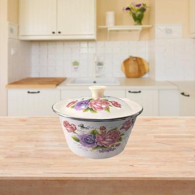 Mix In Enamel with Lid, Saundoux Basin for Kneading Dough Fruits