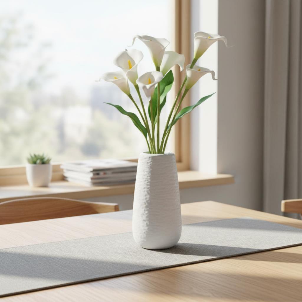 Modern Minimalist Vase Shatter-Resistant Minimalist Decorative Vase Textured Flower Holder Sturdy Lightweight for Dining Table