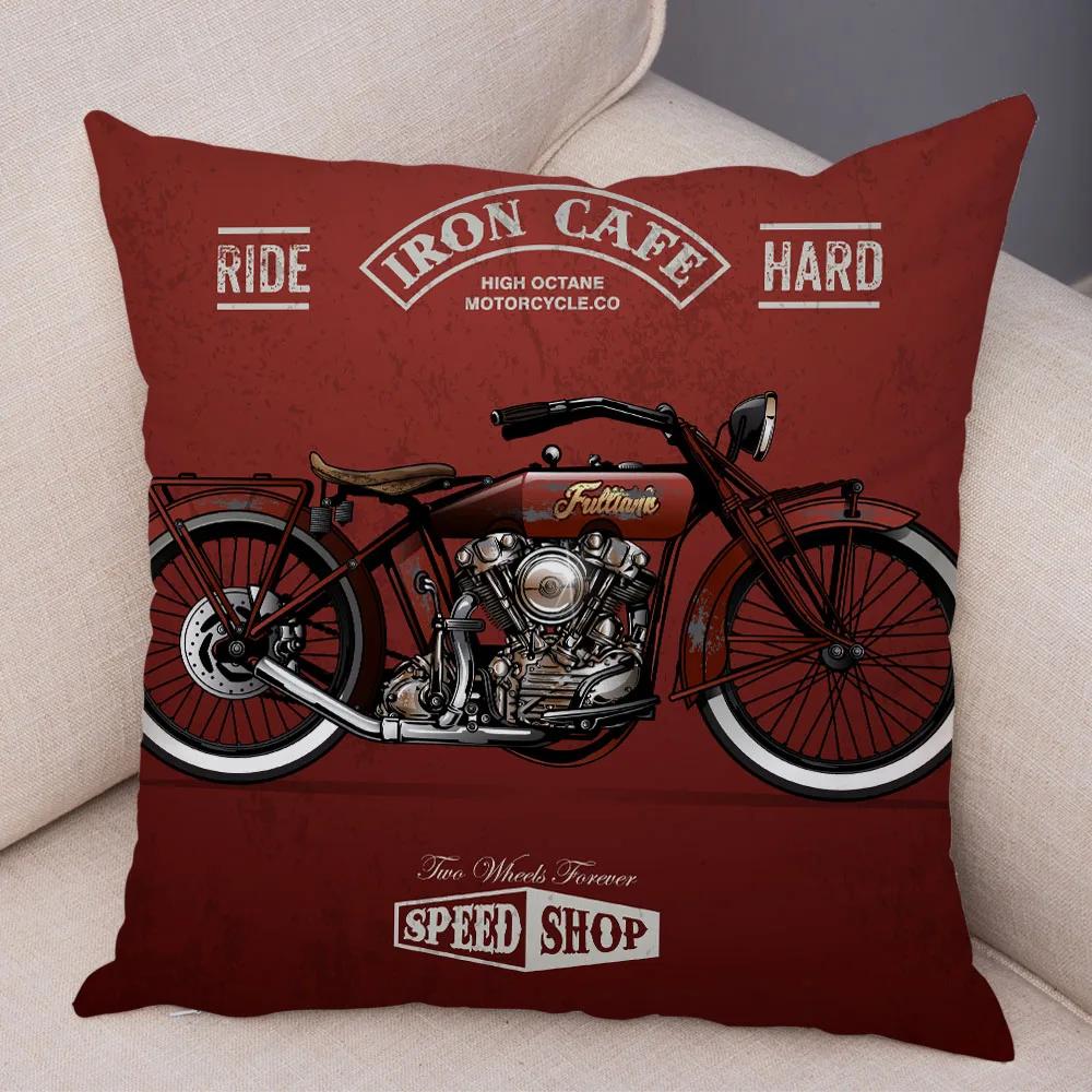 Super Soft Plush Cushion Cover 45x45cm Cartoon Motorcycle Pillowcase Decor Car Printed Pillow Case for Home Sofa Children Room