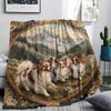 Vintage Animal Frame Print Flannel Blanket,High Quality Comfortable for All Seasons,Home Decor,Warmth and Comfort,Perfect for Christmas Gifts