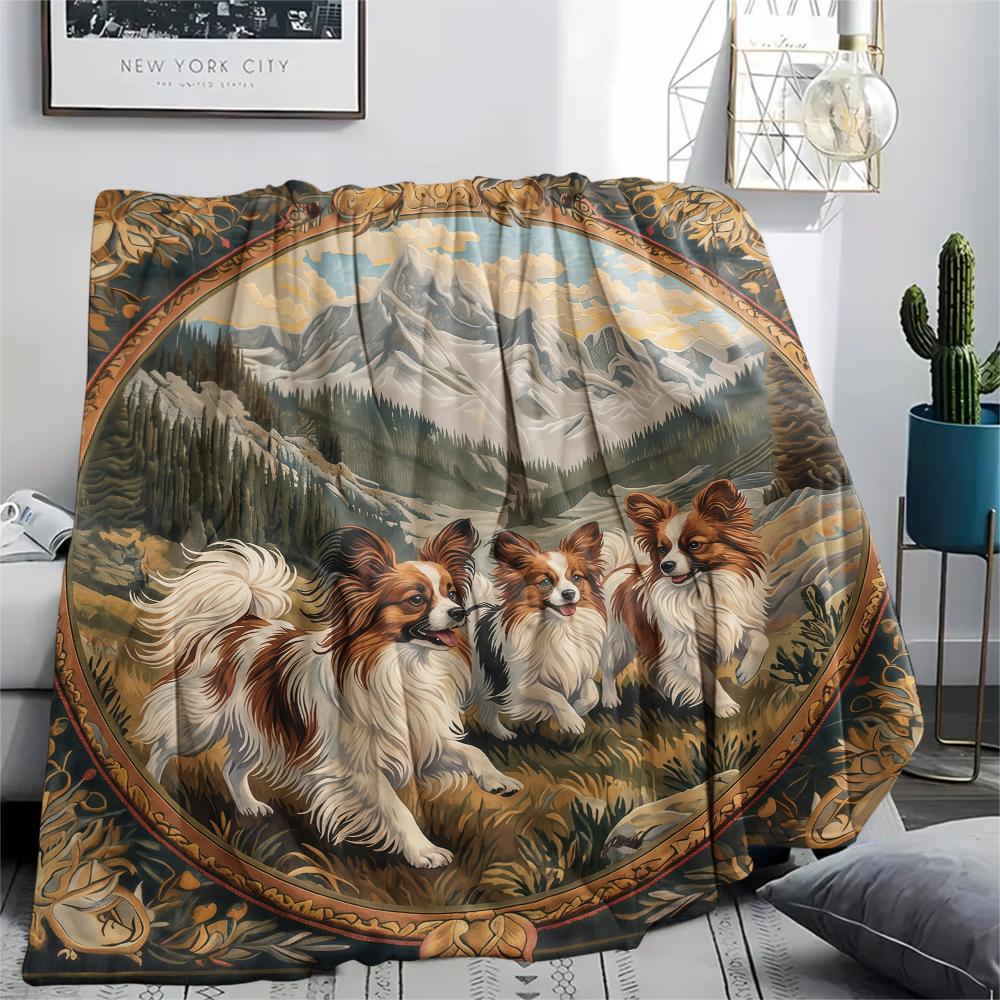 Vintage Animal Frame Print Flannel Blanket,High Quality Comfortable for All Seasons,Home Decor,Warmth and Comfort,Perfect for Christmas Gifts