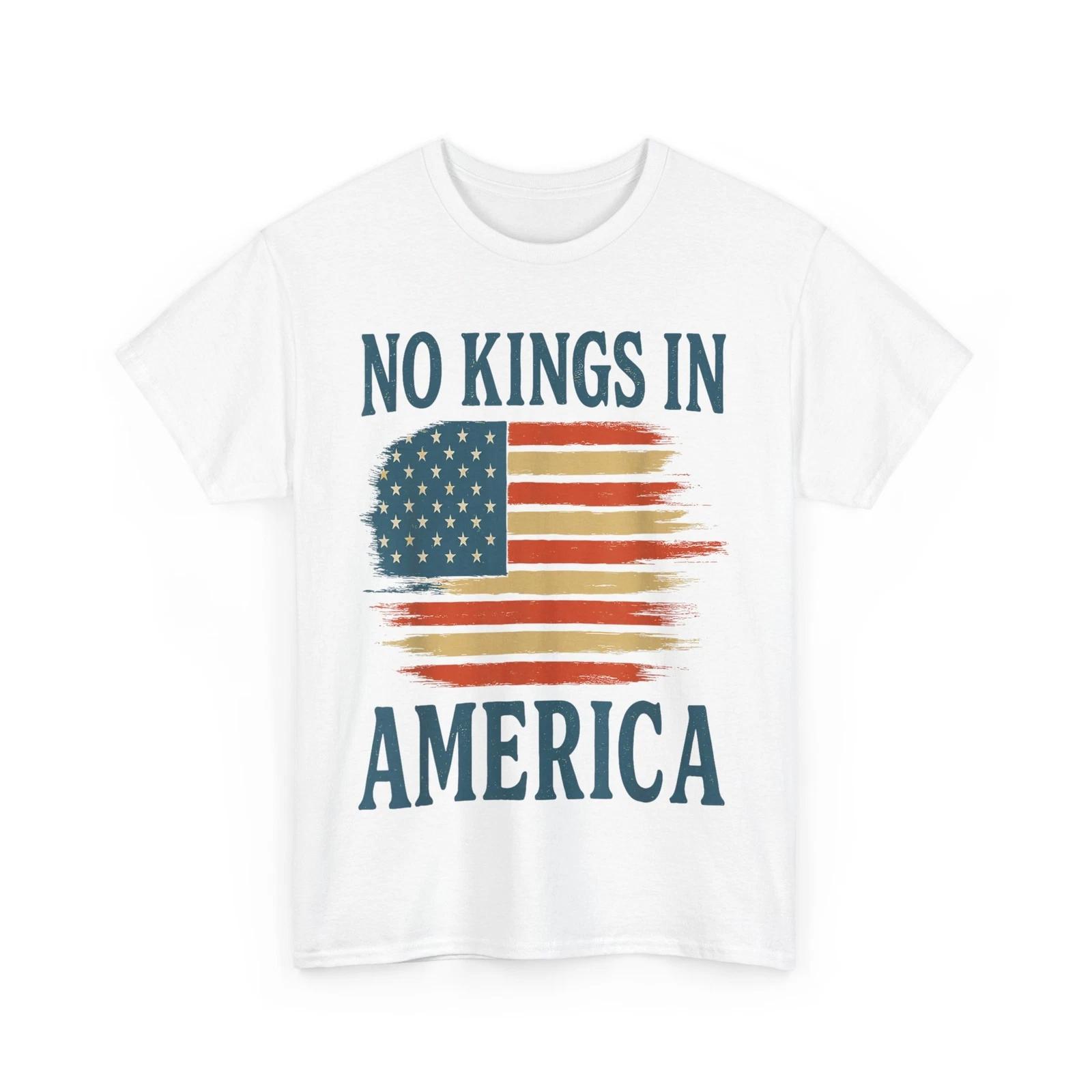 No Kings in America Shirt, Freedom Liberty USA Flag Women Men T-Shirt M