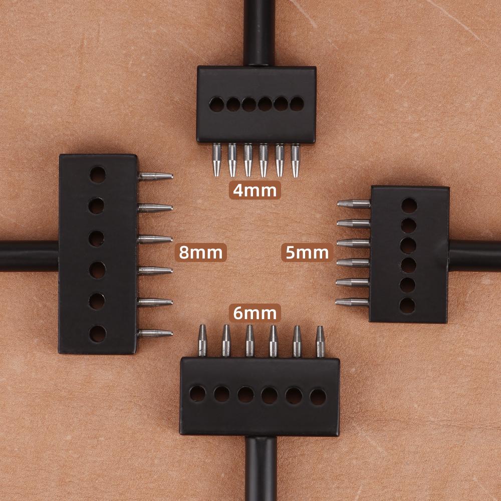 1 Set Lochstanzer für Ledergürtel, DIY Rundlochstanzer, Werkzeug zum Ausstanzen von Kreisloch für Lederhandwerk, Abstand 4/5/6/8mm