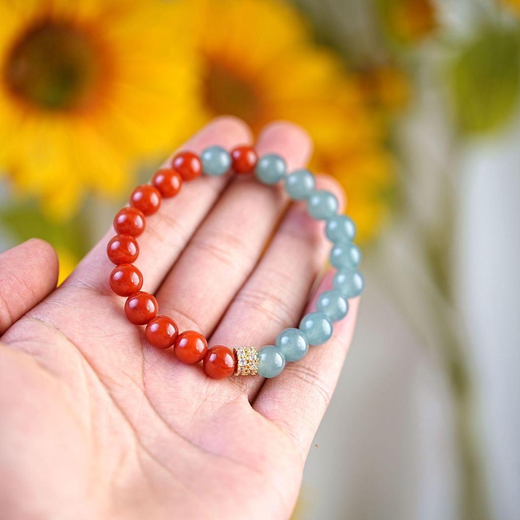 Bracelet Élégant pour Femmes en Jade d'Eau Bleu – Bijou Agate Haut de Gamme