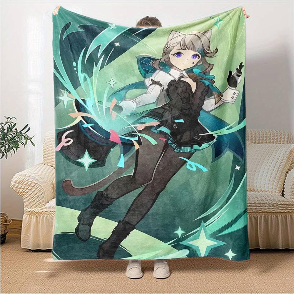 1pc Genshin Impact Lyney Lynette Blanket, Gift, for Men and Women, Soft Blanket, Good for Sofa Bed Couch Travel, Lightweight Flannel Blanket