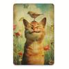 Vintage Metal Poster Wall Art Retro Red Cat Bird Flower Tin Sign
