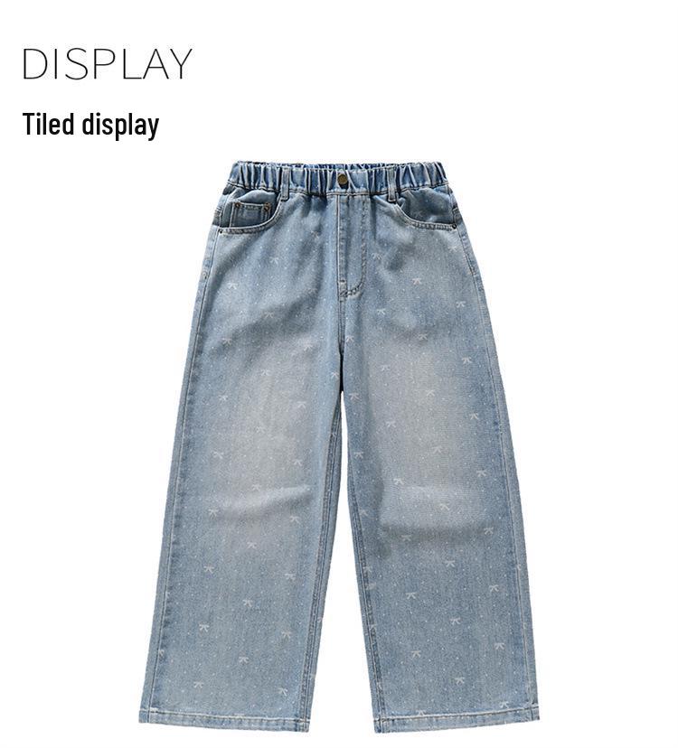 Meisjes Lente 2026 Wijde Pijp Jeans met Strik