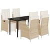 VidaXL Garden Dining Set with Cushions 5 Pcs, Table and Chairs with Adjustable Backrest and Footrest, Furniture 3213443