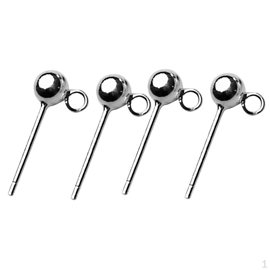 

Sterling Silver Ear Earring Posts 3mm 4mm 5mm Ball with Loops Earnut Safety for DIY Jewelry Findings Silver 5mm