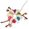 Bird Playing Toys Loofah Sponge Cotton Rope Hanging Parrot Rattan Biting Chewing Standing Rack Toy