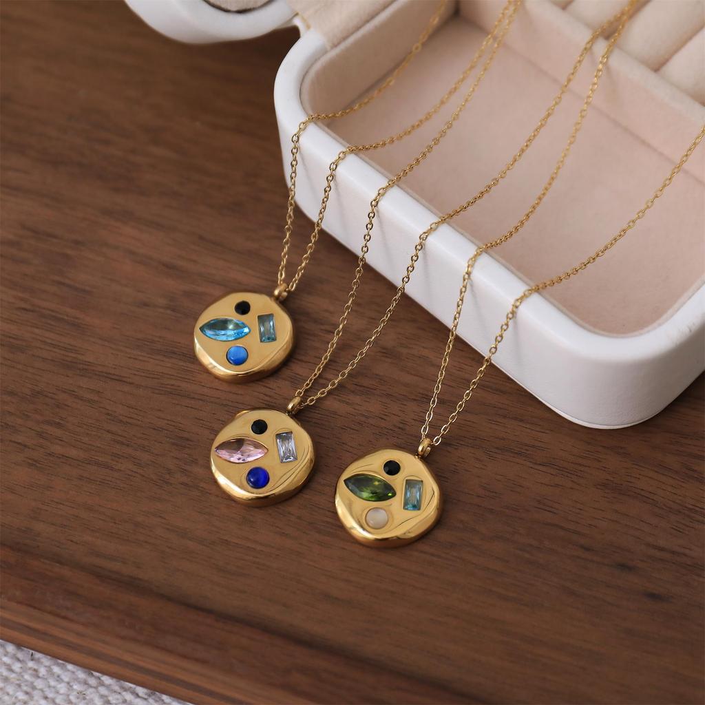Titanium Steel Clavicle Necklace: Colored Zircon December Birthstone Gift for Mom