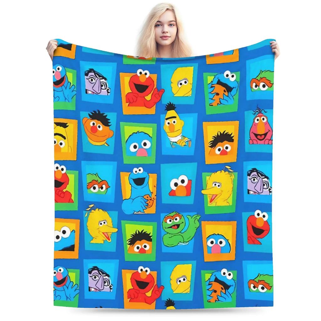 Sesames Streets Plush Fashion Blanket Kids Flannel Throw Fashion Blanket For Couch Chair Sofa Bed Soft Warm Design Quality Bedspread Gift