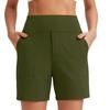 Women Solid Color Pocket Elastic Waistband Comfortable Fitness Workout Yoga Casual Shorts Suitable for Various Activities