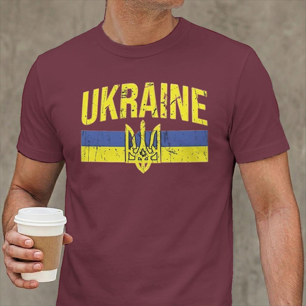 Ukraine Symbol Unisex T Shirt Ukrainian Trident Novelty Tee Shirt Short Sleeve Round Collar Tshirts Cotton Gift Idea Clothes