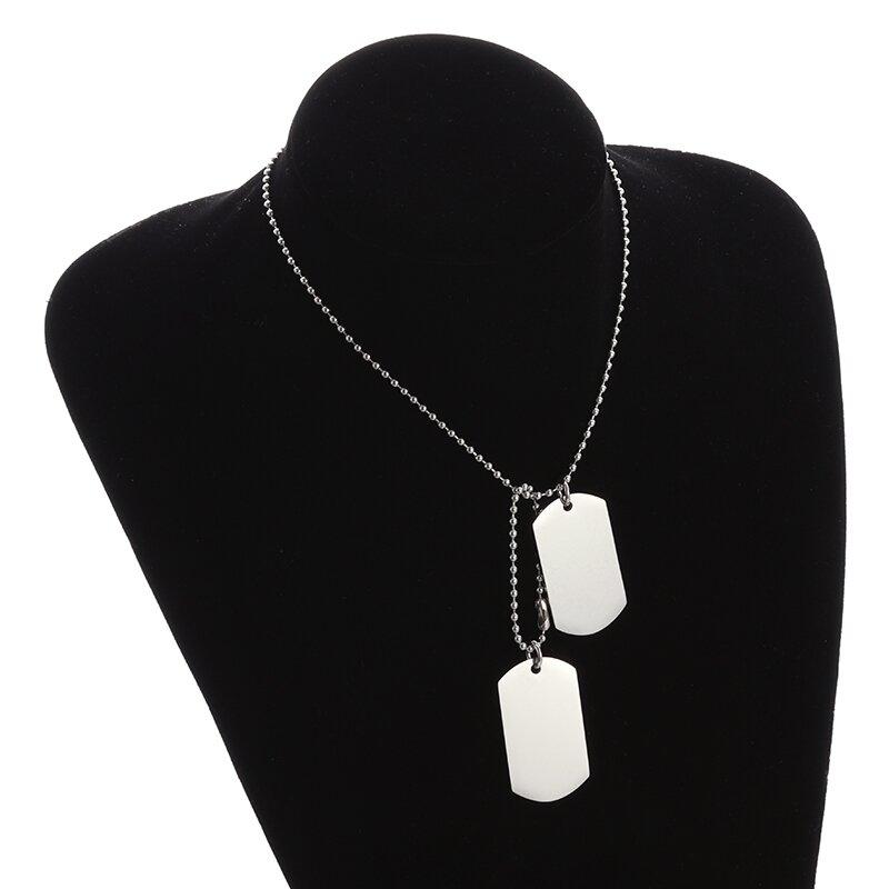 Collana da Uomo con Doppia Medaglietta Rettangolare in Acciaio Inossidabile, Ciondolo Medaglietta Militare in Acciaio Titanio, Gioielli Militari da Uomo