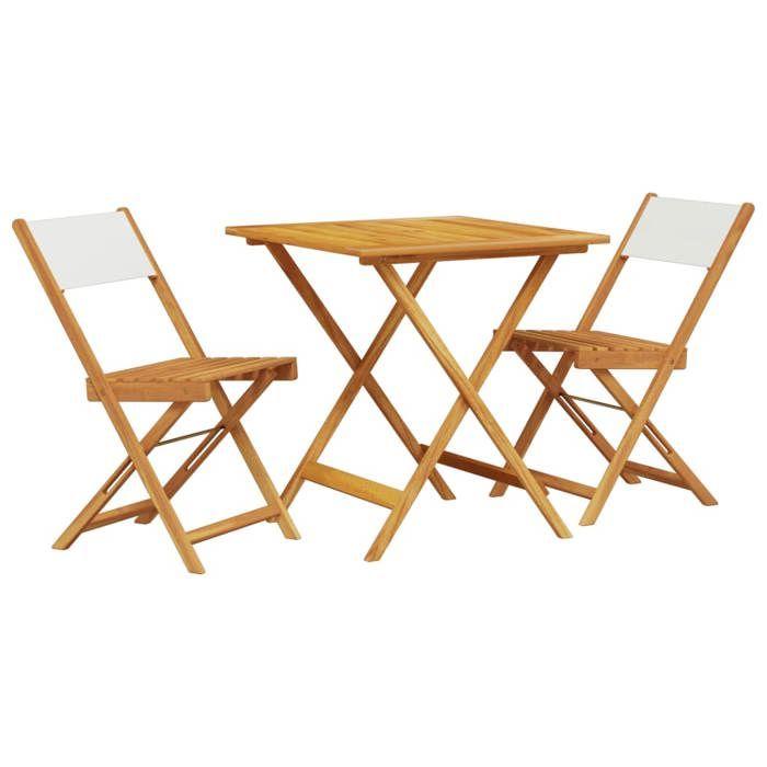 VidaXL 3-piece Bistro Set Cream White Fabric and Solid Wood, Garden Bistro Set, Balcony Set, Set 3281868