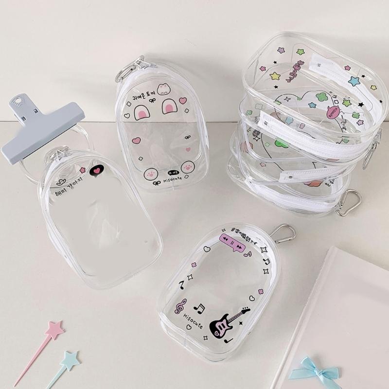 Portable Clear Hanging Storage Bag For Mini Figures Dolls Collectibles With Keychain Attachment And Zipper Closure