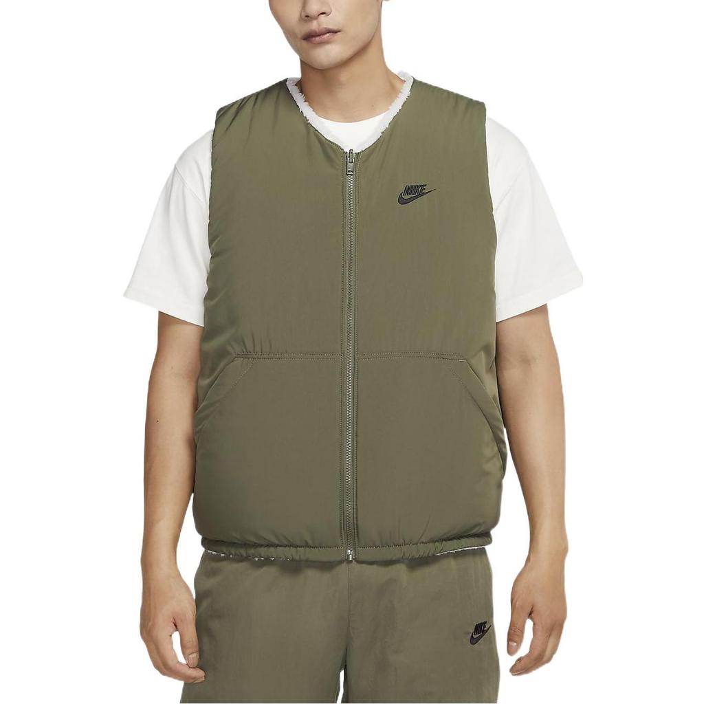 Nike Logo Print Color Block Pocket Detail Reversible Fleece Vest Men Tops White DQ4879-133