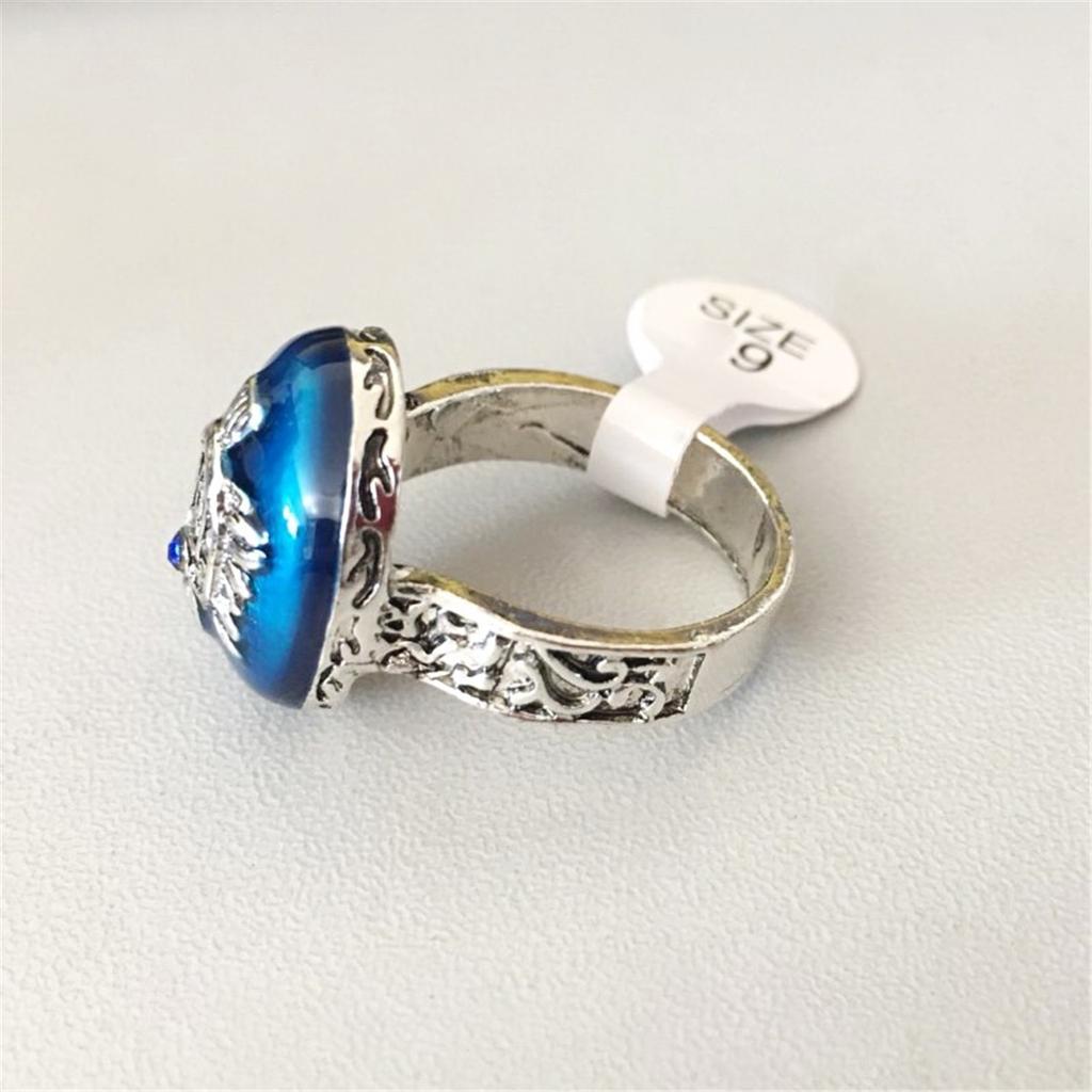 Anello Zaffiro Blu Freddo Potere Fortunato Anello da Meditazione, con il motivo "D"/"S" dall'anello di "The Vampire Diaries". Anello portafortuna