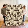 Halloween Vintage Flannel Fleece Blanket | Cozy All-Season Throw with Black Cat, Pumpkin, Bat & Witch Hat Designs Throw Blankets