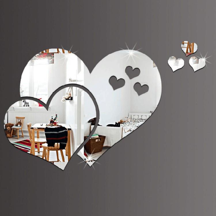Self-Adhesive Heart Wall Stickers: 3D Acrylic Mirror for Living Room Decoration