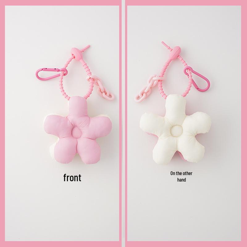 Pingente de Flor da Moda: Chaveiro de Nó de Corda Vermelho Rosa Fofo Dupla Face para Bolsas, Mochilas e Carros