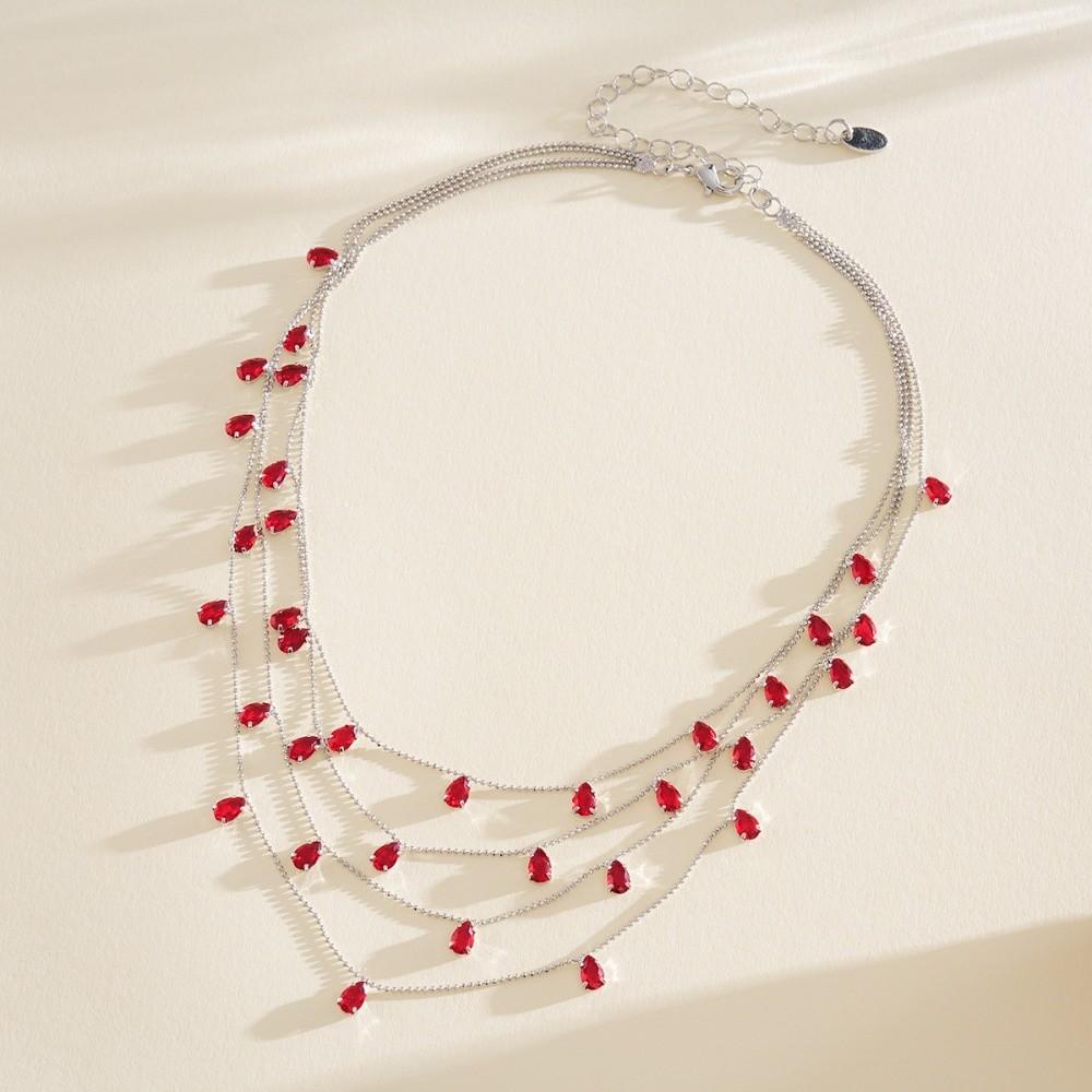 Light Luxury Water Drop Shining Choker Fashion Rhinestone Jewelry Crystal Tassel Necklace Women
