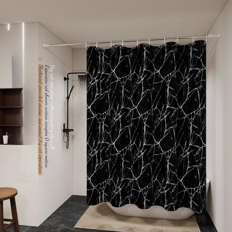 Transparent Waterproof Shower Curtain Bathroom Translucent Partition Curtain Easy Clean Wipe Mildew Proof Curtains with Hooks