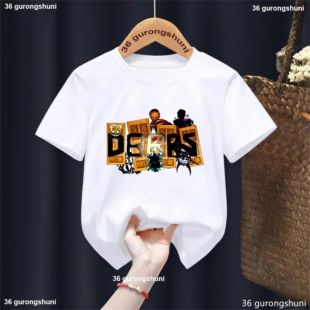 Summer Casual All The Entities New Doors Game Update Kids T-Shirt Cartoon Print Boys Tshirt Boys/Girls Clothes Shirt Tops