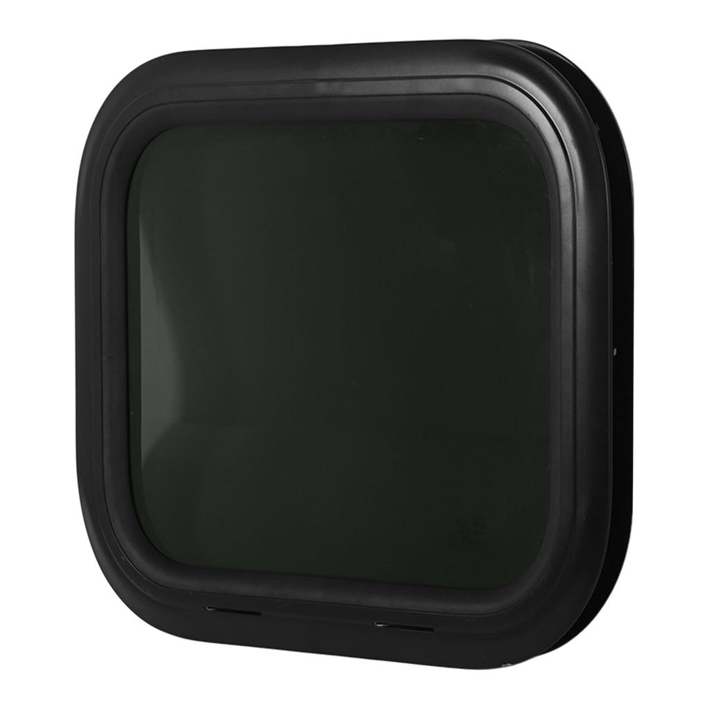 Fixed RV Window 450 X 300mm Aluminium Alloy Waterproof Black Round Corner Window with Fixed Ring