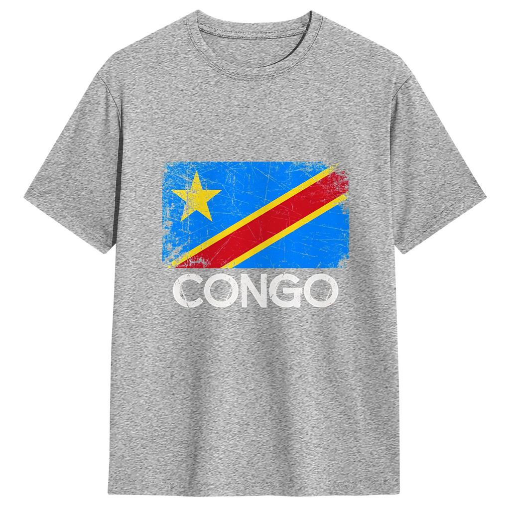 Congo Flag Unisexs T Shirts Crazy Tees Short Sleeve Crew Neck Tshirt 100 Cotton 6xl Clothing