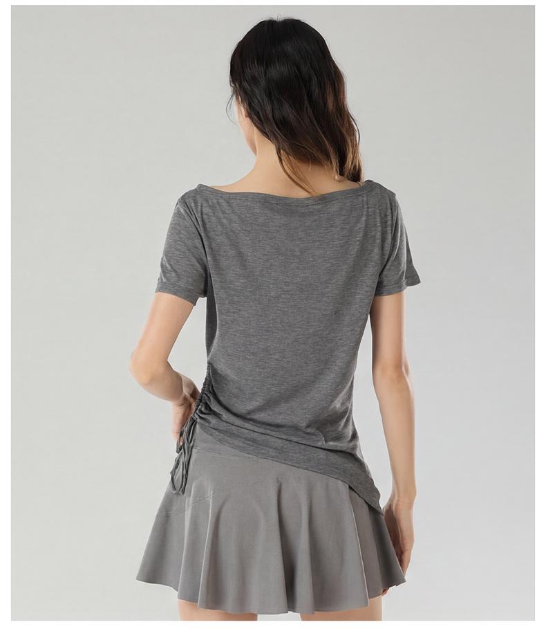 2026 Summer Lyocell Off-Shoulder Slimming Short-Sleeve Women's T-Shirt - Elegant & Versatile