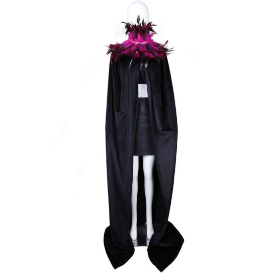 Halloween Shawl Velvet Fabric Demon Angel Costume Cloak Easy Strap Faux Feather Collar Halloween Cosplay Cloak