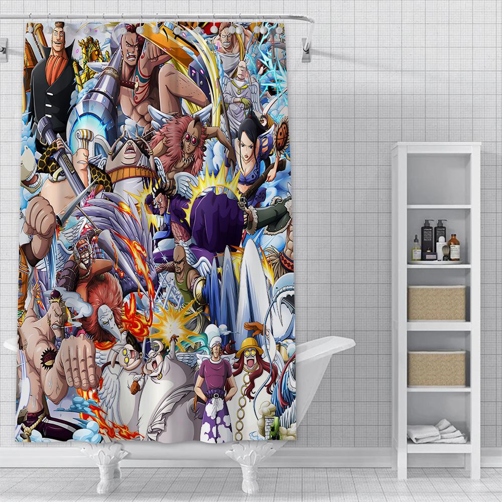 Hot P-PieceS Japan Anime One Shower Curtain Waterproof Polyester Fabric Paint Bath Curtain Home Bathroom Decor Curtain With Hook