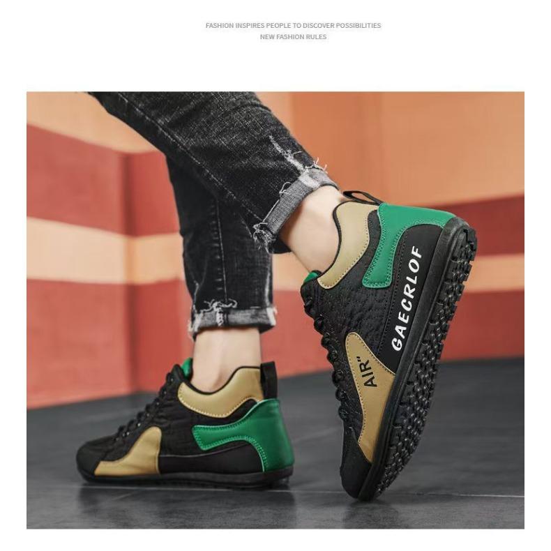 High-top Men's Autumn Leather Breathable Casual Sports Shoes, Soft-soled Anti-slip Driving Bean Shoes