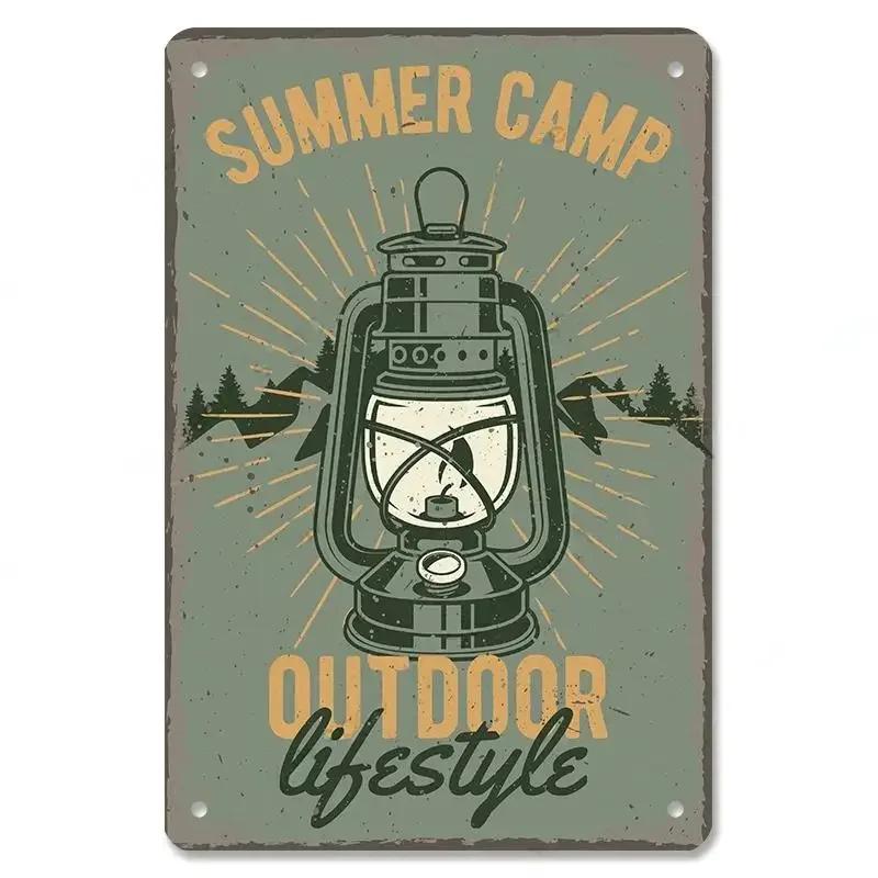 Camping  Adventure Plaques VintageMetal Tin Signs Plate Mountain Trip Campervan Tours Room Gym Sign Posters Wall Decor Travel