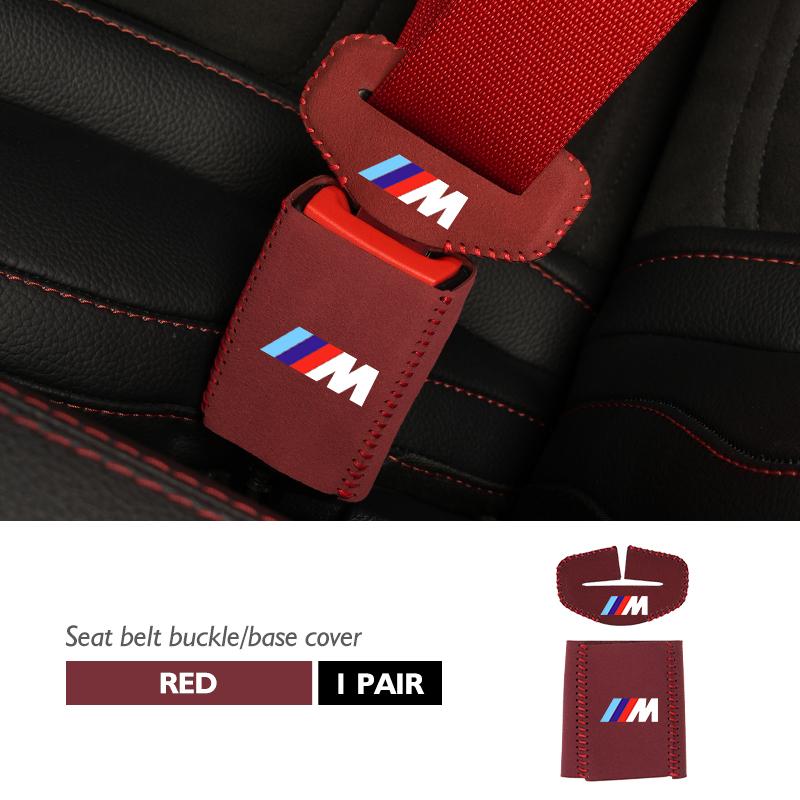 

For BMW Suede Car Seat Belt Base Buckle Protector Cover Decoration Accessories Performance X1 X3 X5 E39 E46 E90 F20 E60 F30 M3
