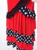 Girls V Neck Contrast Dots Tiered Ruffle Flamenco Dress Lace Trim 3/4 Sleeves Back Invisible Zipper for Performance Competition