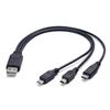 USB Charging Spliter Cable 3 in 1 Data Cord with Type C Tiny  USB & Mini 5P  Connectors 30cm Length for Fast Charging