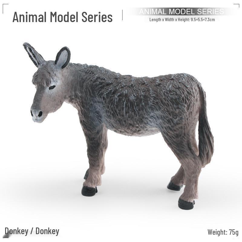 Mini Solid Gray Donkey Model Toy - Early Education & Cognitive Animal Ornament for Kids