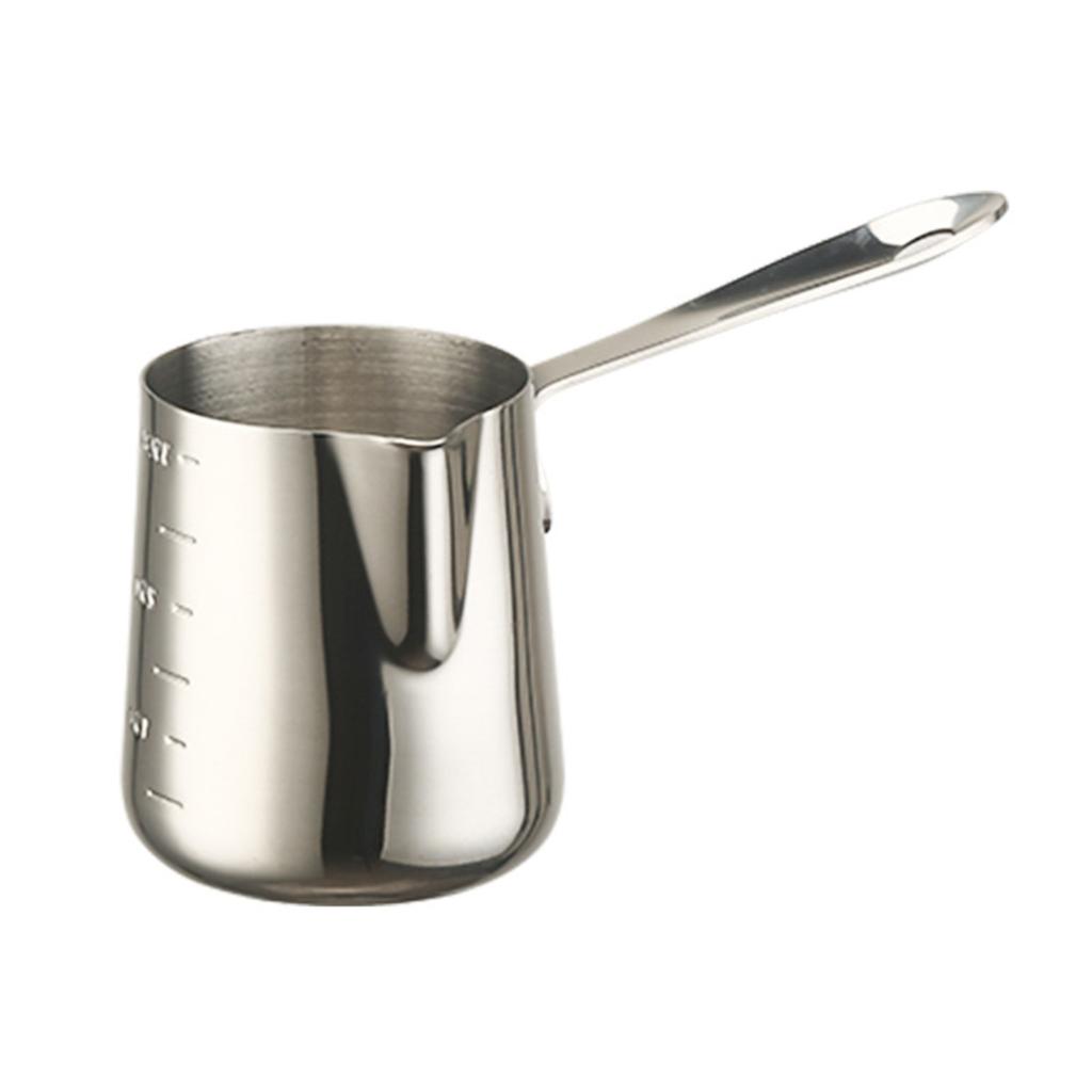 Thickened Coffee Cup Milk Frothing Pitcher Stainless Steel Coffee Milk Cup with Long Handle for Home Kitchen Office